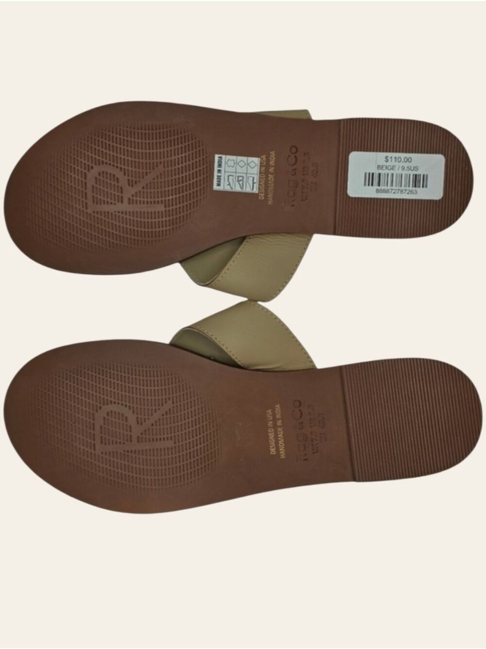 Rag & Co Leather Resort Sandals Gold Medallion Quiet Luxury NWT 9.5 - Picture 8 of 8